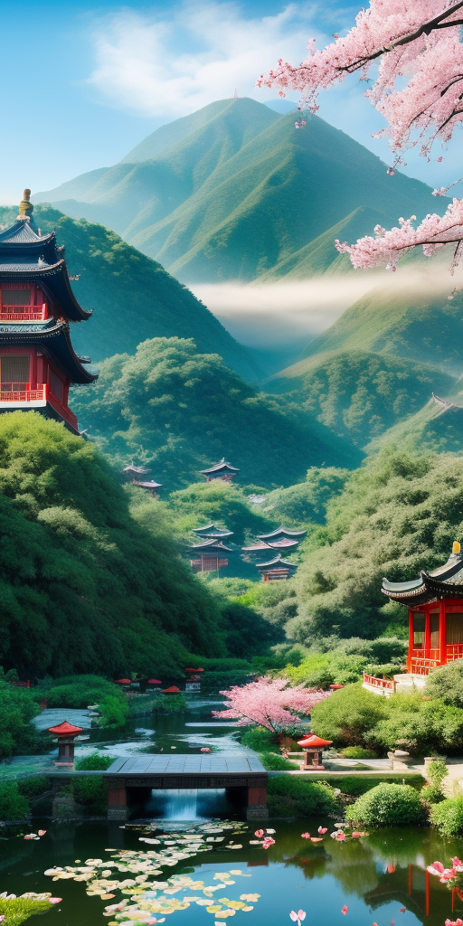 中国风古建筑山水图 绝美手机电脑壁纸
