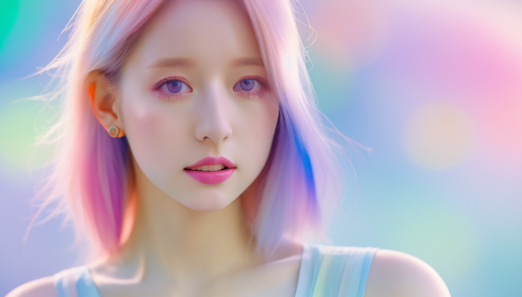 粉色头发少女的时尚美妆宣传海报