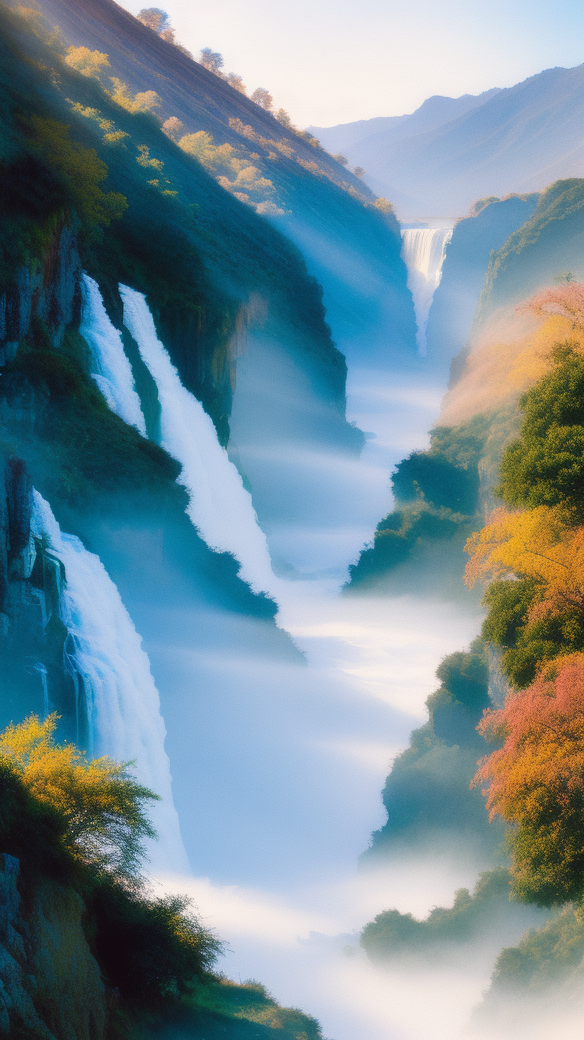 壮丽山河瀑布景观手机壁纸自然之美
