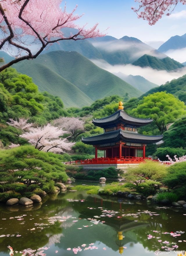 古韵楼阁山水间中式美景醉人心