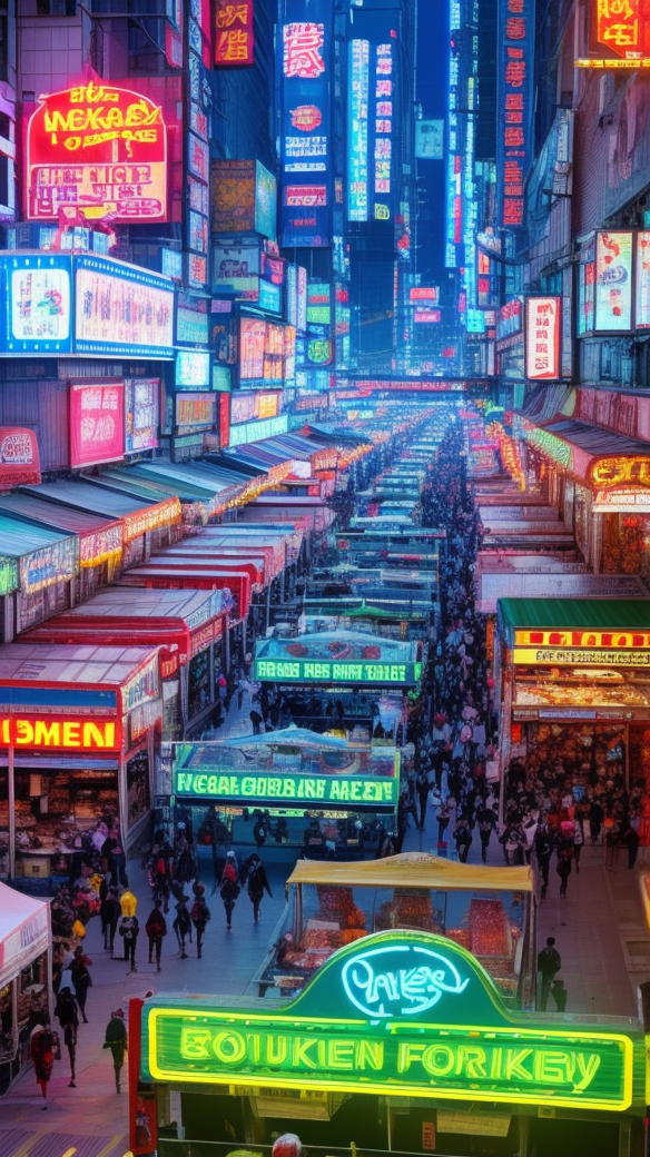 繁华都市夜景下的热闹街道宣传手机壁纸