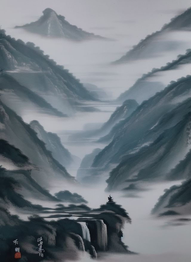 水墨风格山脉图中国风之美