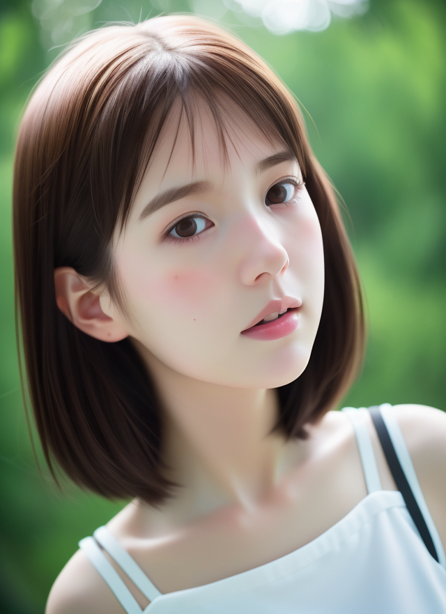 短发女子清新形象手机电脑壁纸