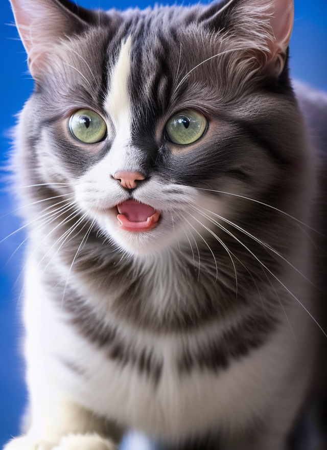可爱猫咪张嘴表情萌趣宠物高清电脑壁纸