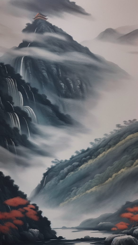 水墨风格山脉图电脑壁纸的好素材