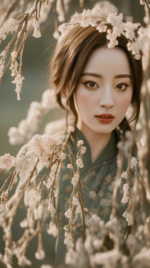 古装女子置身花海 唯美古风壁纸