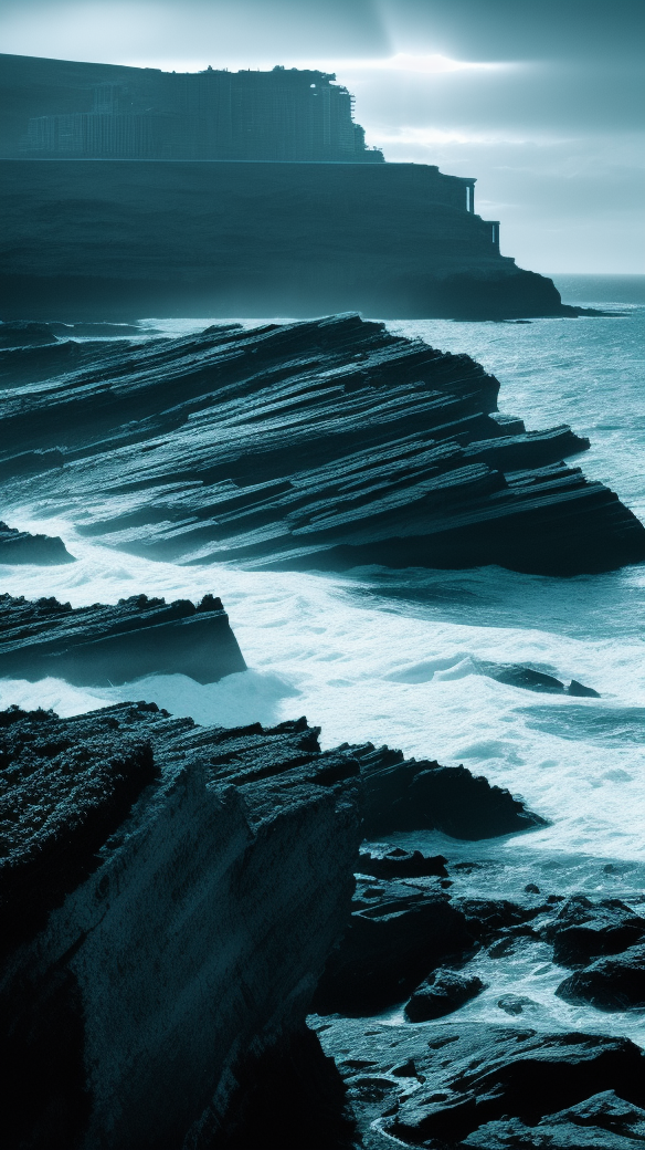 海洋边独特岩石景观自然魅力
