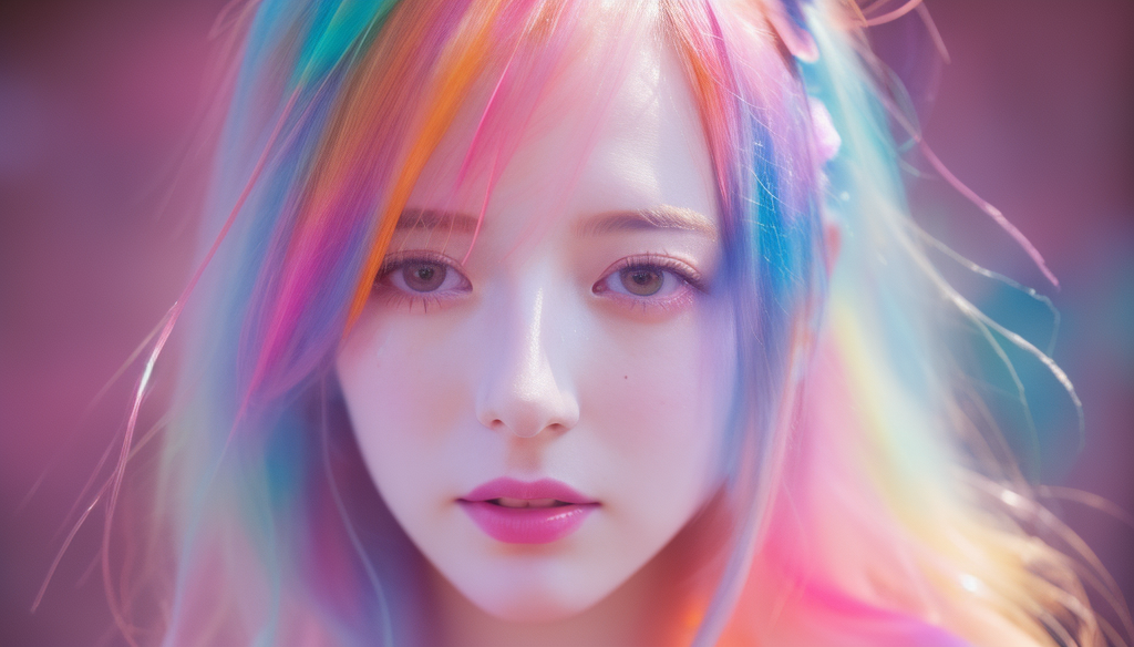彩虹发色美女 美发宣传海报惊艳