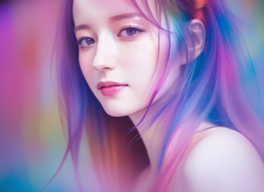 彩色头发时尚模特手机壁纸的靓图