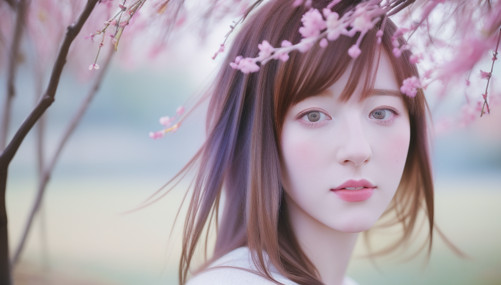 樱花树下的美丽少女浪漫清新风手机壁纸